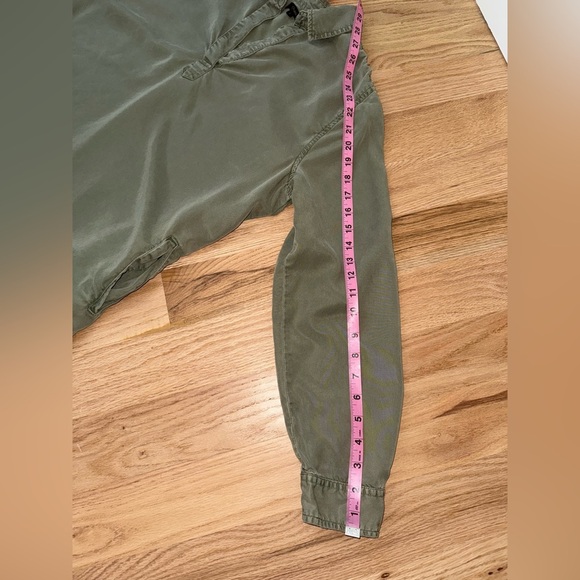 Quince 100% Lyocell Vintage Wash Tencel Roll Sleeve Tunic Dress Olive Green L - Picture 11 of 13